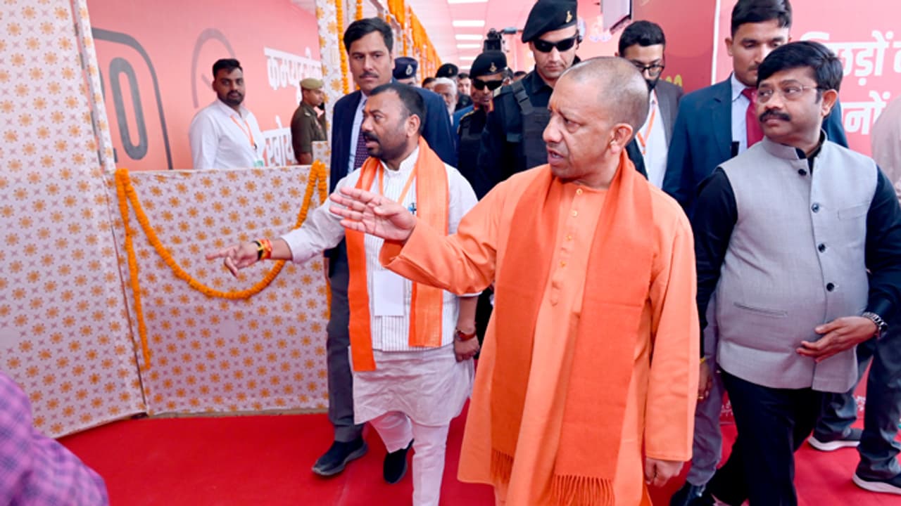 Yogi Adityanath conducted on site inspection for Prayagraj Mahakumbh 2025 Yogi Adityanath conducted on site inspection for Prayagraj Mahakumbh 2025