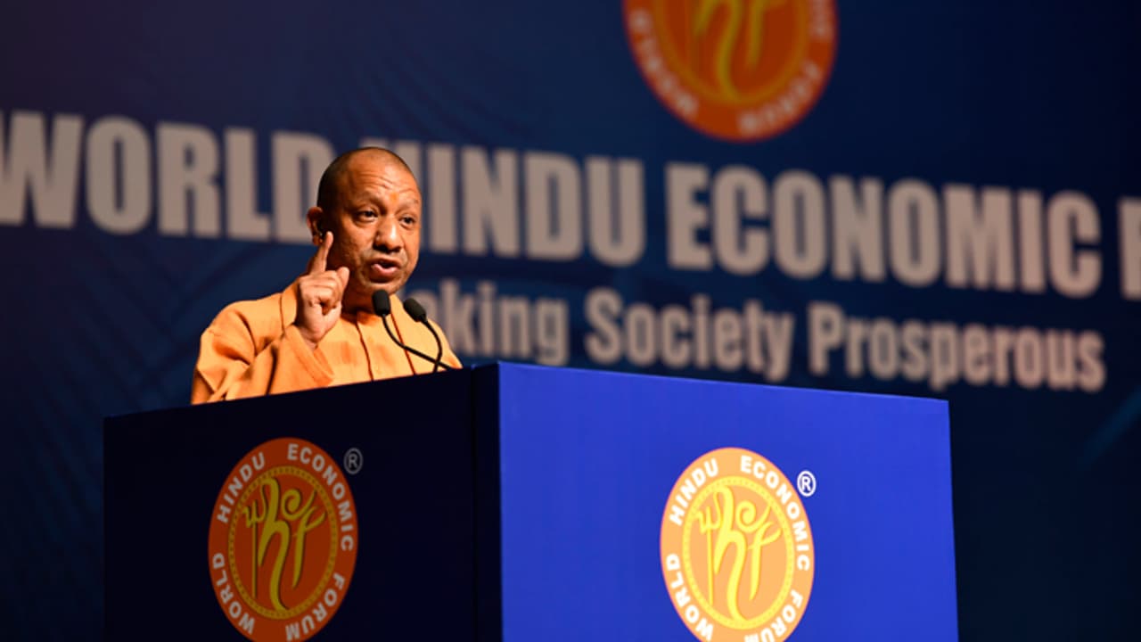 Yogi Adityanath address the World Hindu Economic Forum 2024 Yogi Adityanath address the World Hindu Economic Forum 2024