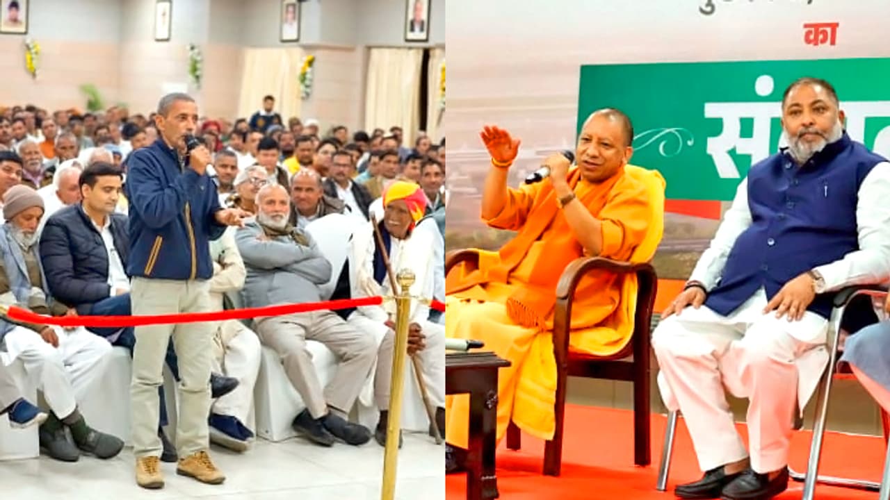 Yogi Adityanath meet Jewar farmers Yogi Adityanath meet Jewar farmers
