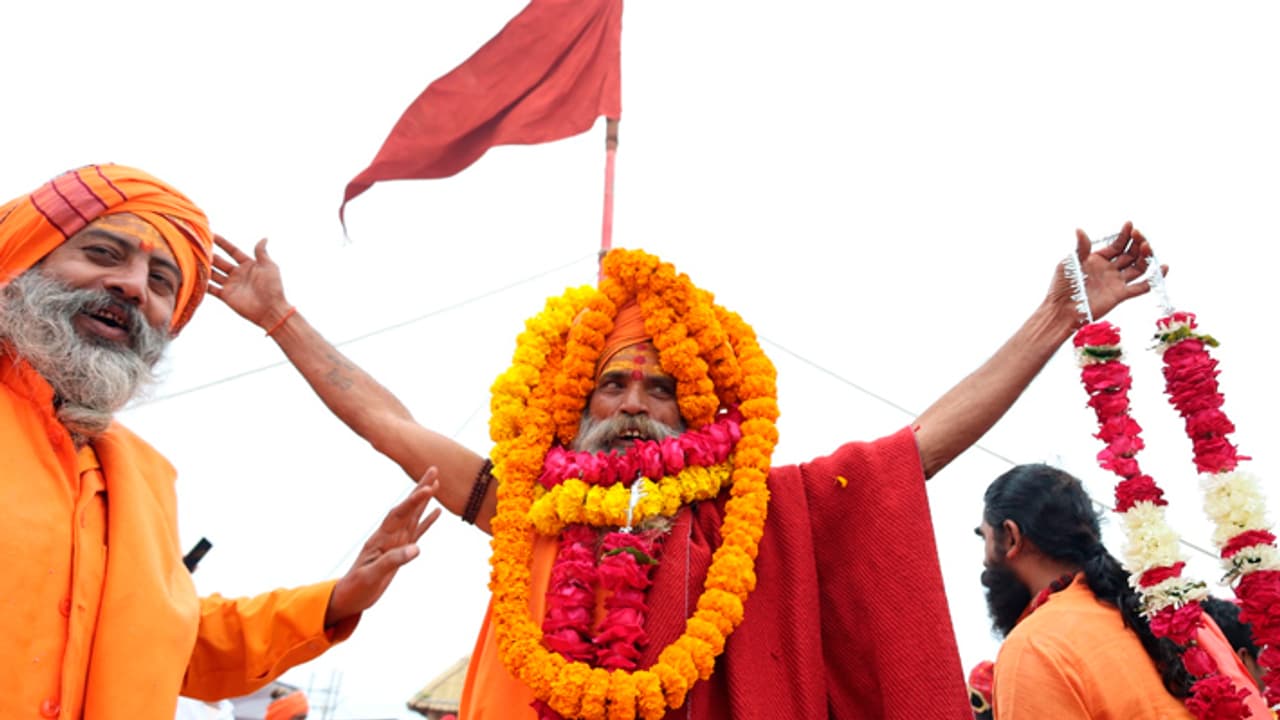 Dharm Dhwajas of two more Sannyasi Akharas raised in the Prayagraj Mahakumbh 2025 Dharm Dhwajas of two more Sannyasi Akharas raised in the Prayagraj Mahakumbh 2025