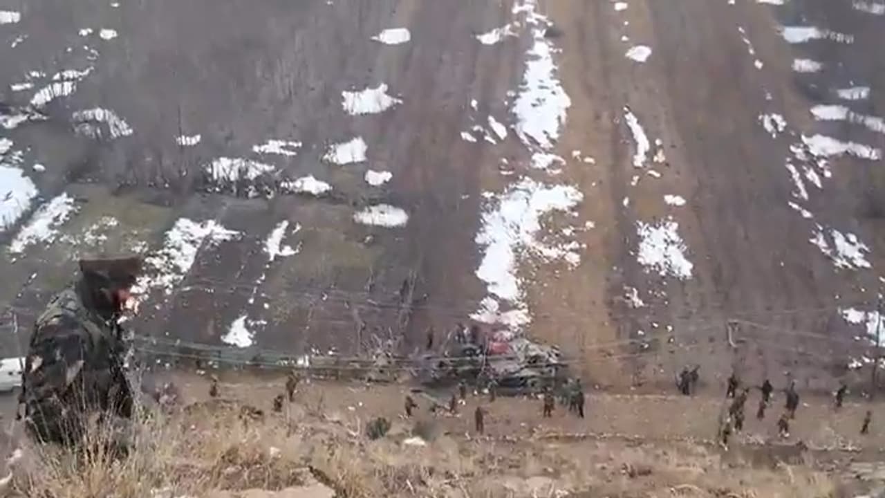 Jammu and Kashmir Army truck rolls down hill Jammu and Kashmir Army truck rolls down hill