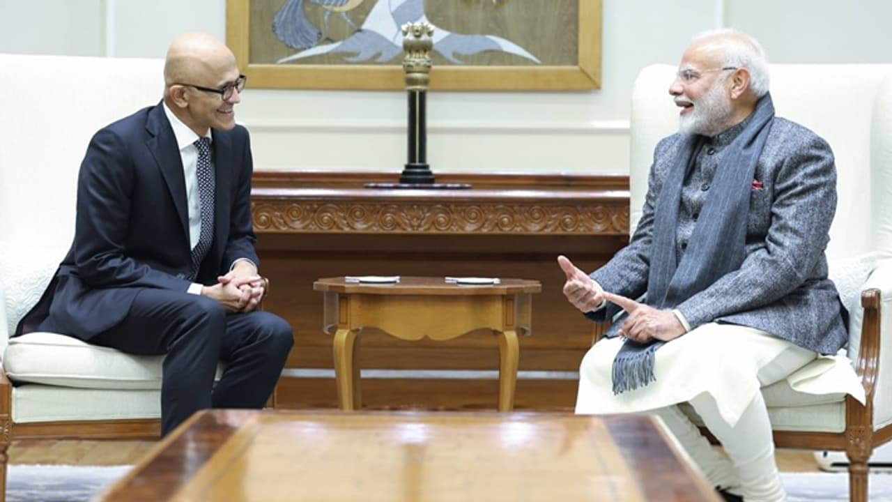 Narendra Modi With Satya Nadella Narendra Modi With Satya Nadella