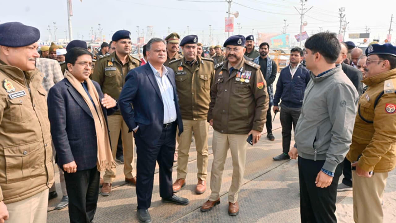 Chief Secretary and DGP Uttar Pradesh on site inspection of mahakumbh 2025