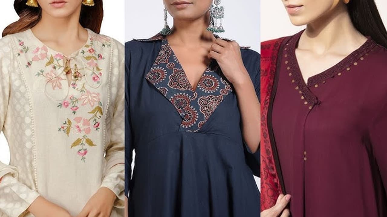 Simple But Fancy Neckline Ideas for Office Kurti Designs 