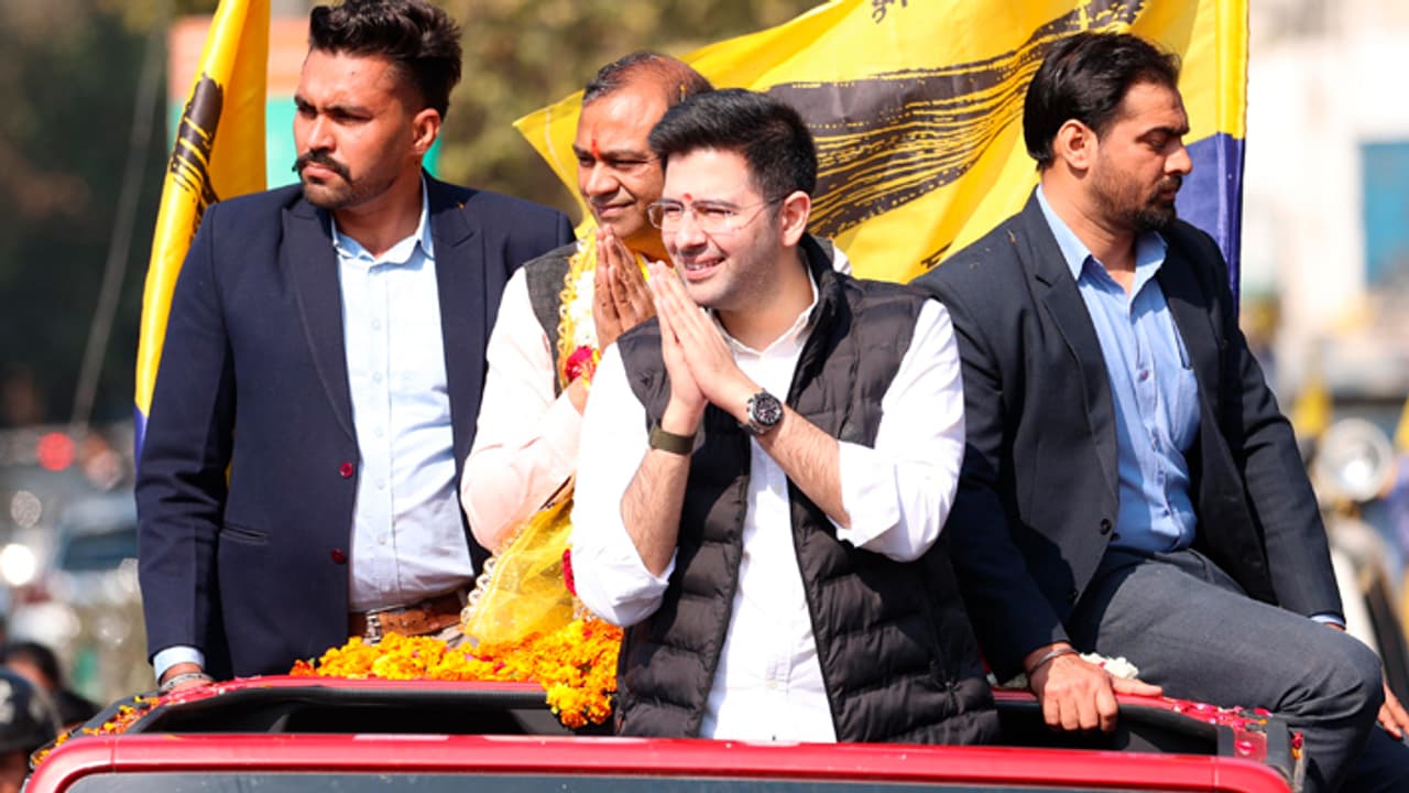 Raghav Chadha road show in rohini assembly constituency Raghav Chadha road show in rohini assembly constituency