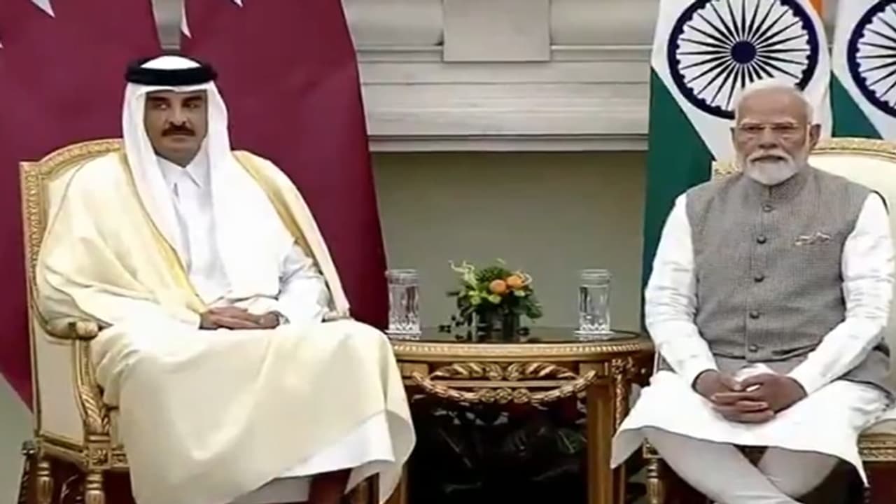 Sheikh Tamim Bin Hamad AL Thani and Narendra Modi Sheikh Tamim Bin Hamad AL Thani and Narendra Modi