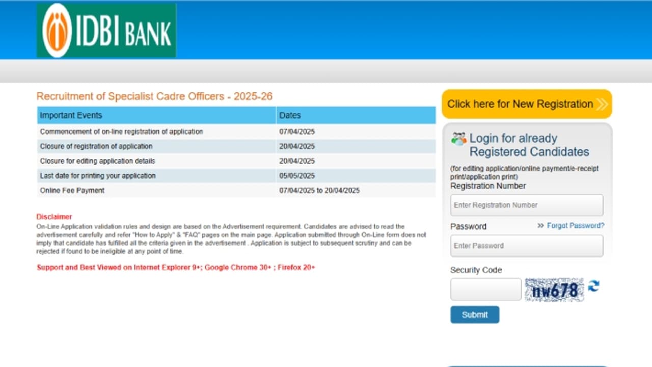 IDBI Bank SCO Recruitment 2025 Direct Link