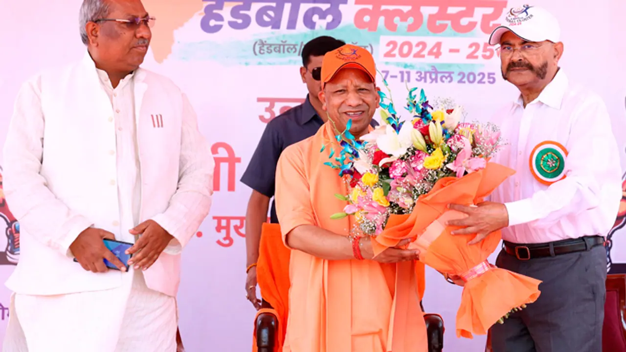 Yogi Adityanath at inauguration ceremony of the First All India Police Handball Cluster