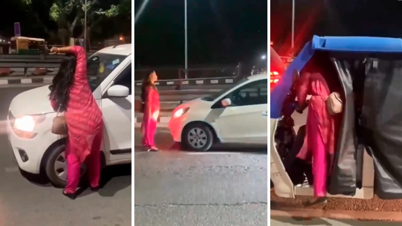 drunk woman obstruct traffic