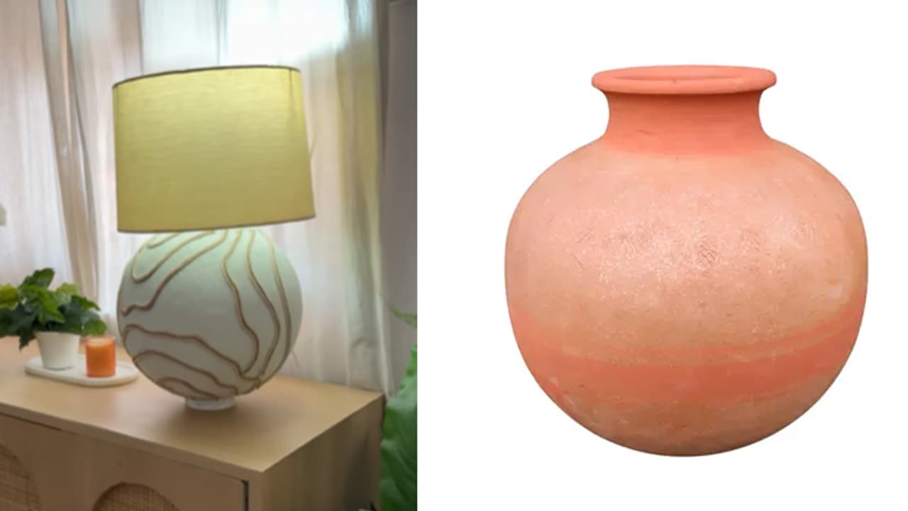 DIY lamp from broken mud pot