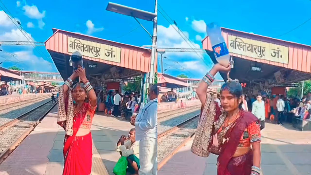 Bihar Viral Video: Woman Pours Entire Soft Drink Bottle Over Her Head At Bakhtiyarpur Railway Station, Internet Reacts Bihar Viral Video: Woman Pours Entire Soft Drink Bottle Over Her Head At Bakhtiyarpur Railway Station, Internet Reacts