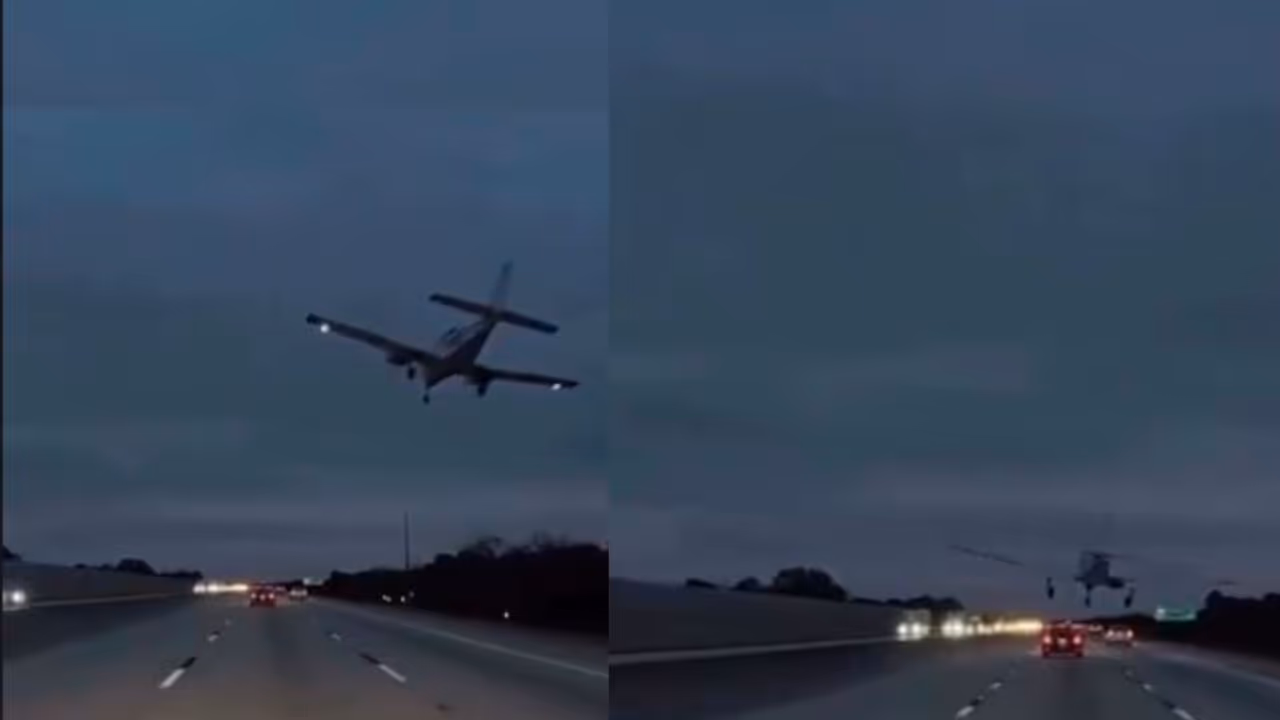 Plane Hits Car On Busy US Highway Plane Hits Car On Busy US Highway