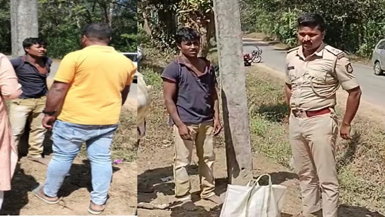 Three Bajrang Dal members allegedly tied a youth to an electricity pole tortured Three Bajrang Dal members allegedly tied a youth to an electricity pole tortured