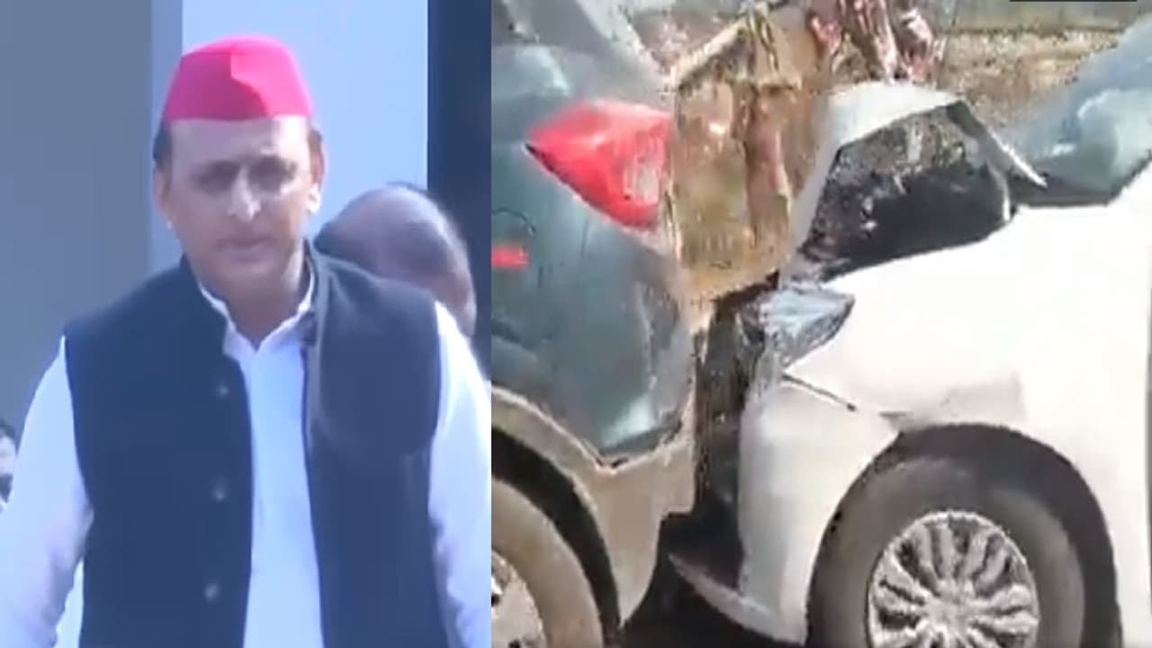Akhilesh Yadavs convoy met with an accident Akhilesh Yadavs convoy met with an accident