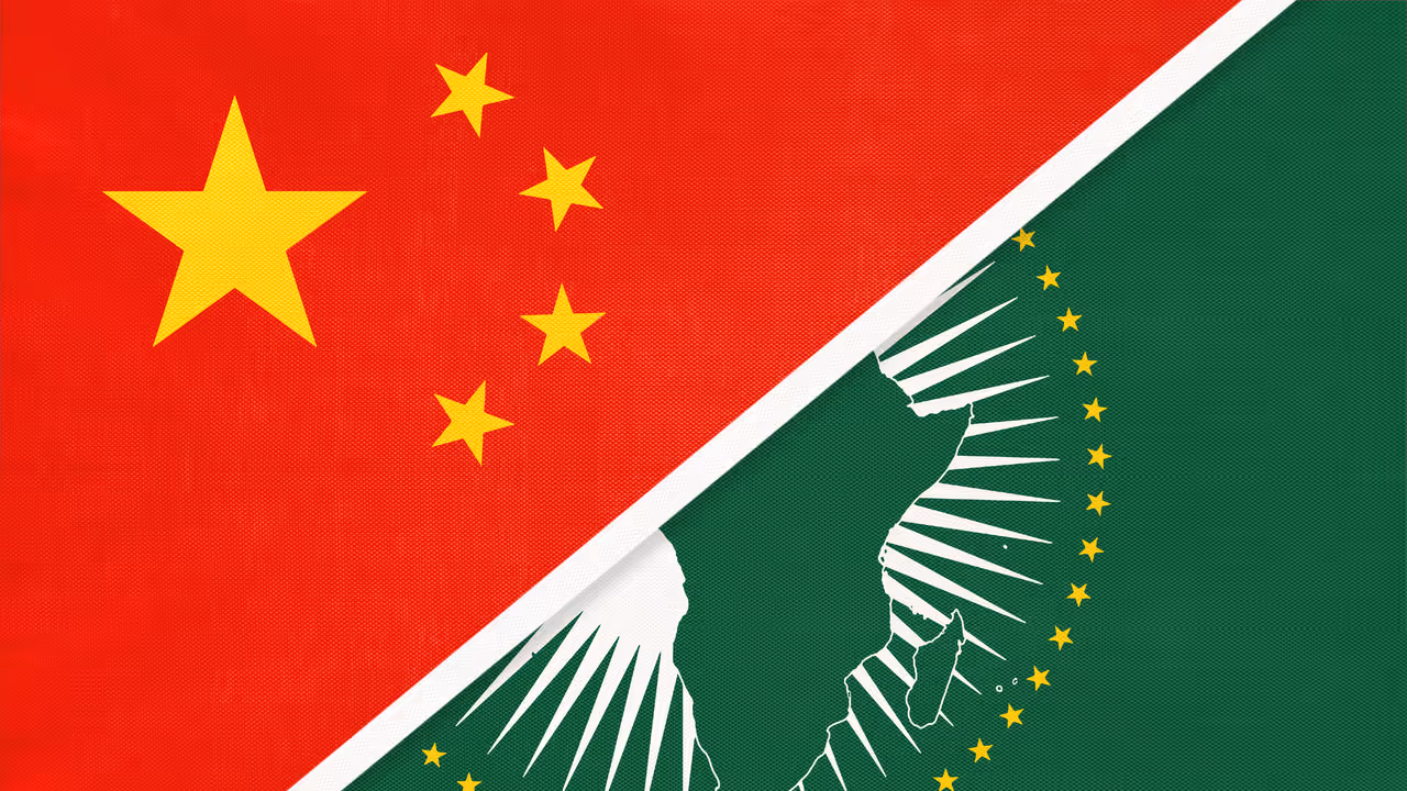 People's Republic of China or PRC and African Union national flag People's Republic of China or PRC and African Union national flag