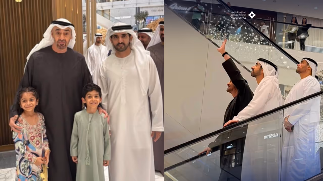 UAE President Sheikh Mohamed bin Zayed and Crown Prince Sheikh Hamdan interacting with people at Dubai Mall UAE President Sheikh Mohamed bin Zayed and Crown Prince Sheikh Hamdan interacting with people at Dubai Mall
