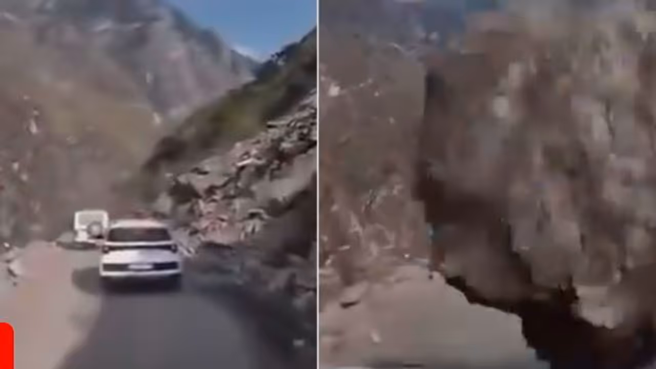 Boulders Roll Down on Cars in Kinnaur