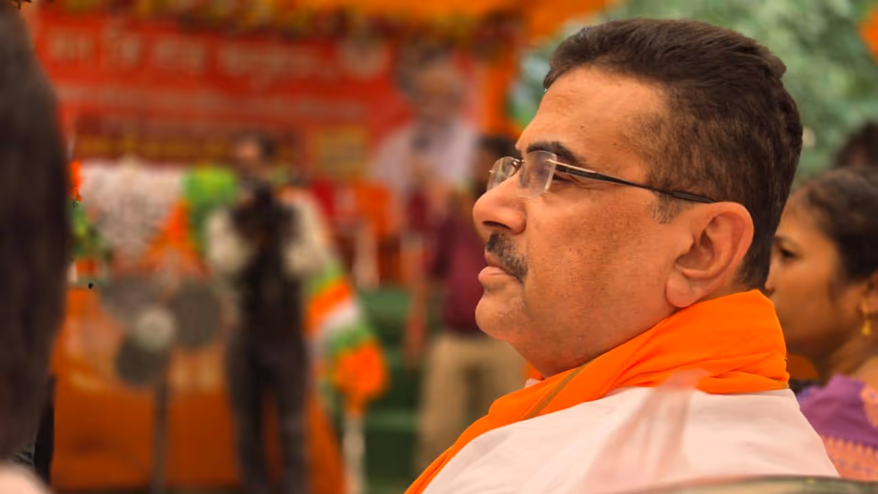 BJP leader Suvendu Adhikari at the office of the Chief Electoral Officer BJP leader Suvendu Adhikari at the office of the Chief Electoral Officer