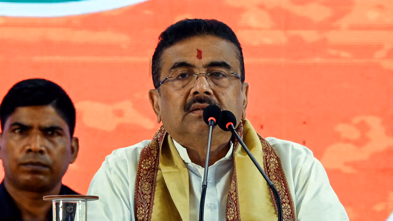 West Bengal CM Suvendu Adhikari addresses a media conference after the inauguration of an exhibition West Bengal CM Suvendu Adhikari addresses a media conference after the inauguration of an exhibition
