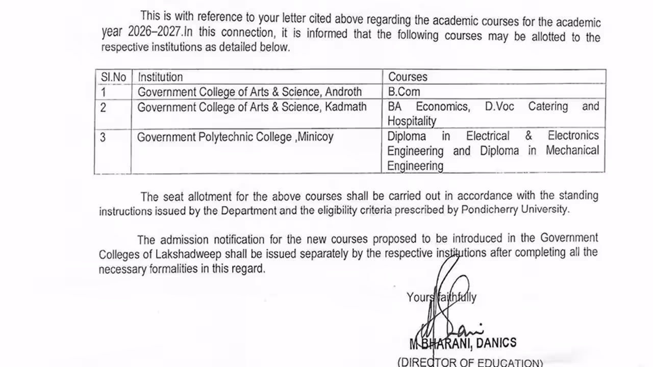 lakshadweep government colleges cut courses ahead of seat allotment lakshadweep government colleges cut courses ahead of seat allotment