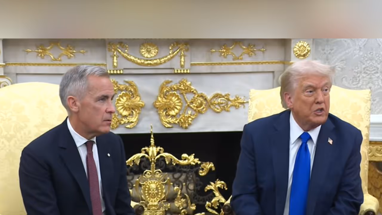 US President Trump meets Canadian PM Mark Carney to discuss trade talks, tariffs, and border security