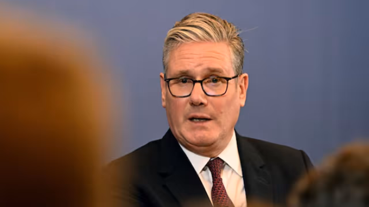 UK Prime Minister Keir Starmer addressing media on Gaza peace plan