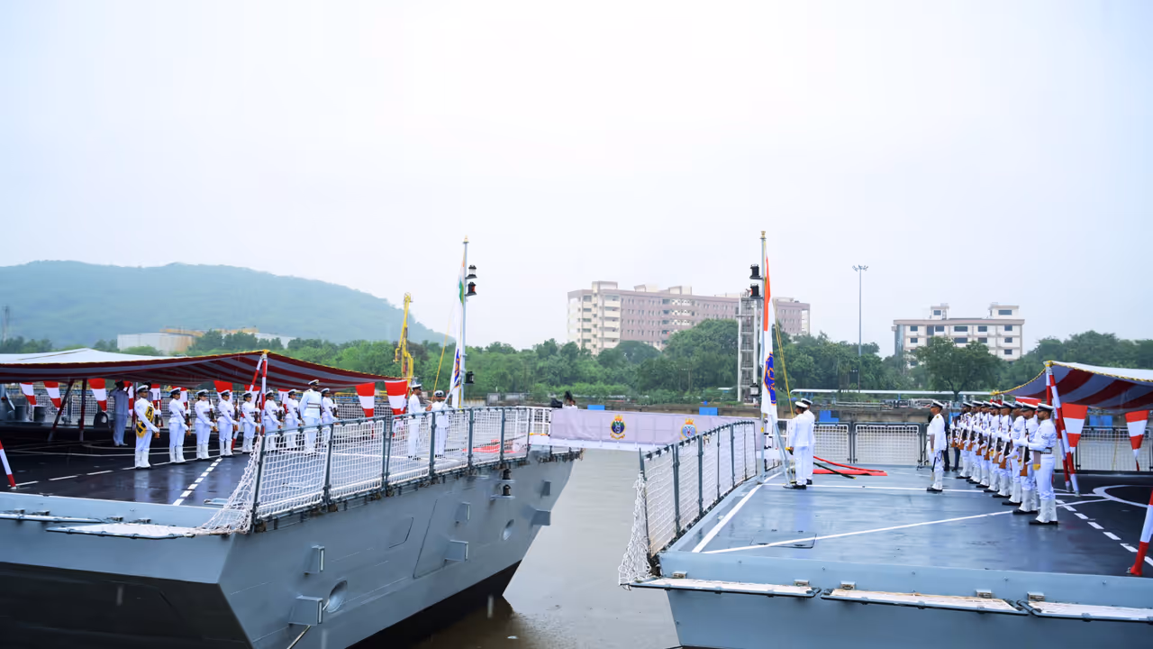 Commissioning ceremony of the multi mission stealth frigates INS Himgiri and INS Udaygiri into the Indian Navy Commissioning ceremony of the multi mission stealth frigates INS Himgiri and INS Udaygiri into the Indian Navy