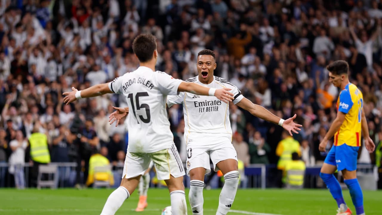 Real Madrid's Kylian Mbappe against Valencia