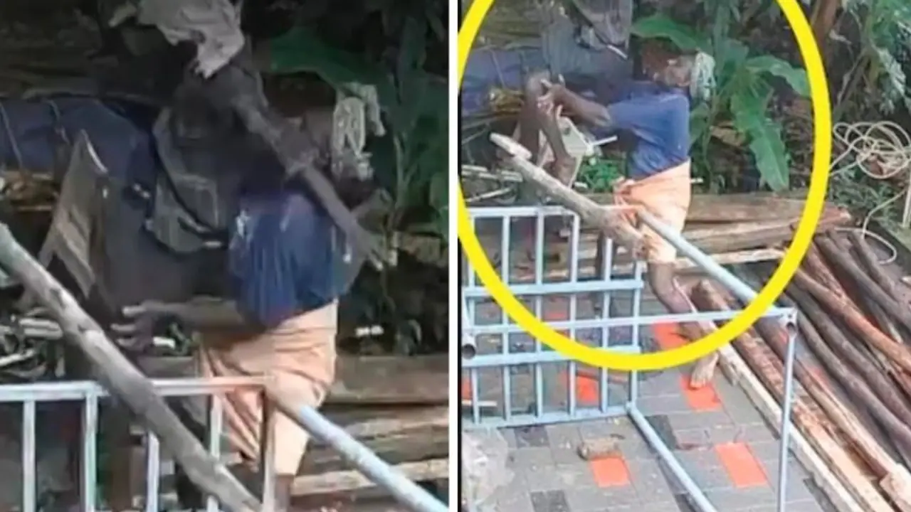 Supervisor Saves Falling Worker in Kerala Construction Site