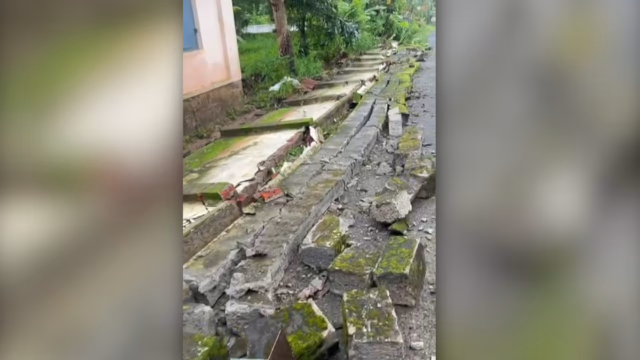 School wall collapsed