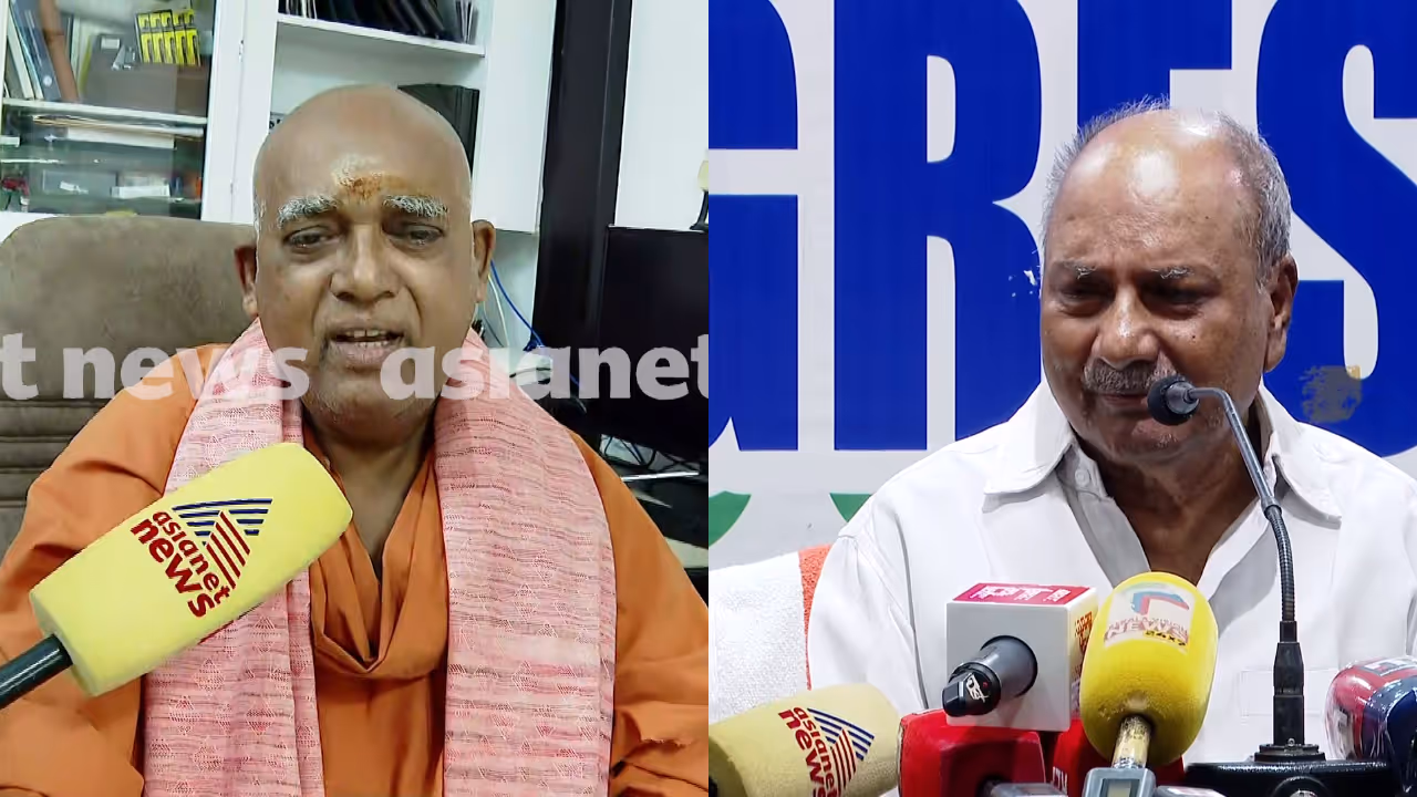 Sivagiri Matha chief Swami Sachidananda and AK Antony Sivagiri Matha chief Swami Sachidananda and AK Antony