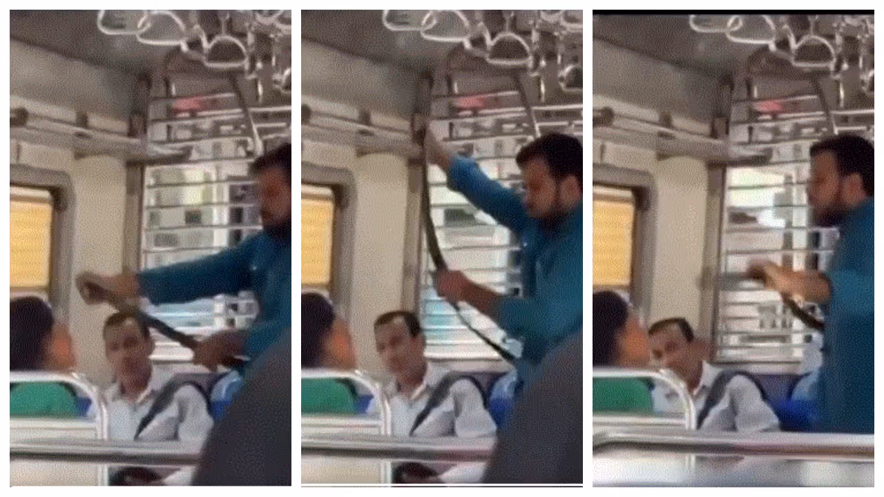 Man threatens woman with belt Man threatens woman with belt