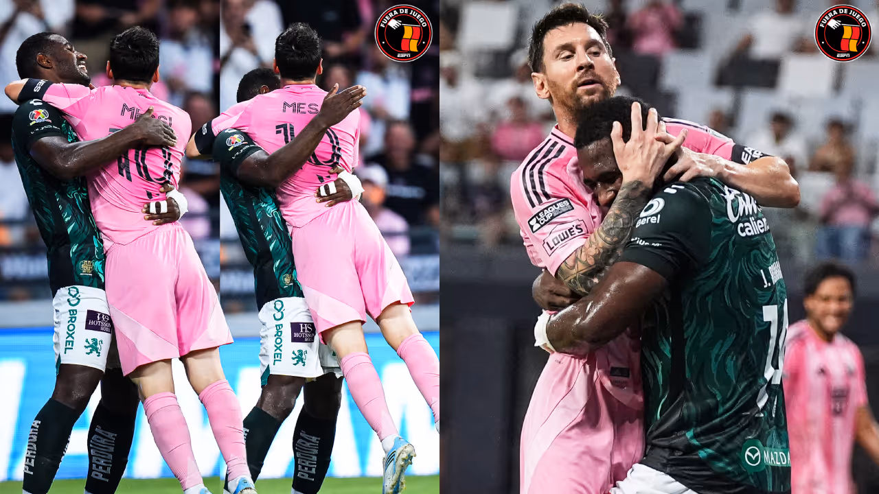 Lionel Messi Jhohan Romana Hug Lionel Messi Jhohan Romana Hug