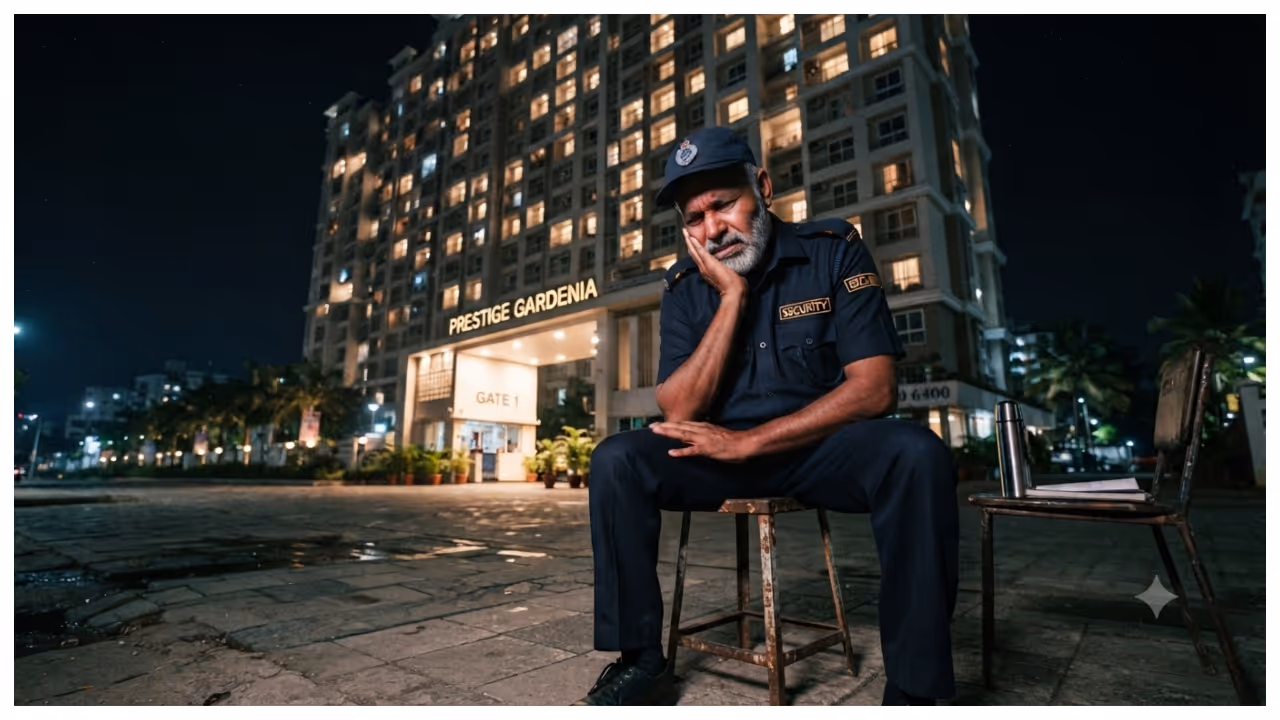 Security guard on duty with heavy toothache Security guard on duty with heavy toothache
