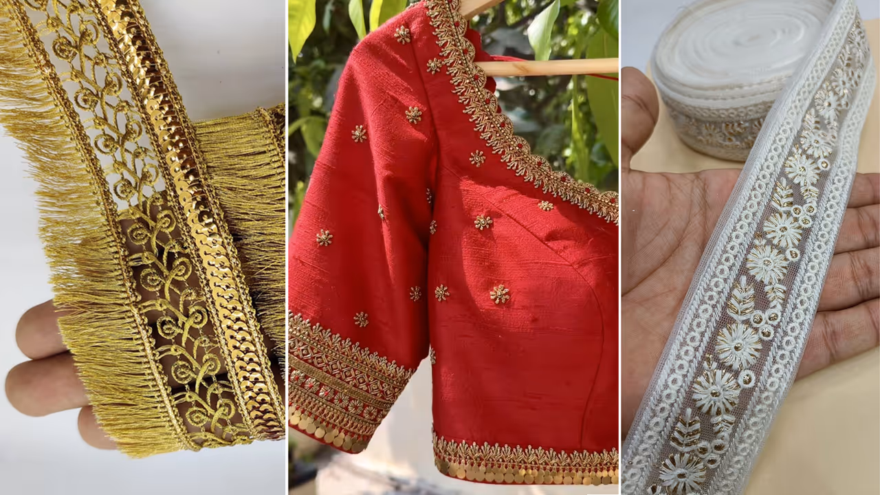 5 Zari Lace Design Decoration for old Blouse Not Saree