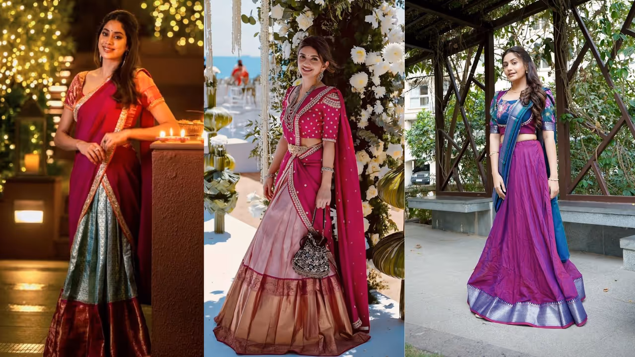 Traditional South Indian lehenga for puja