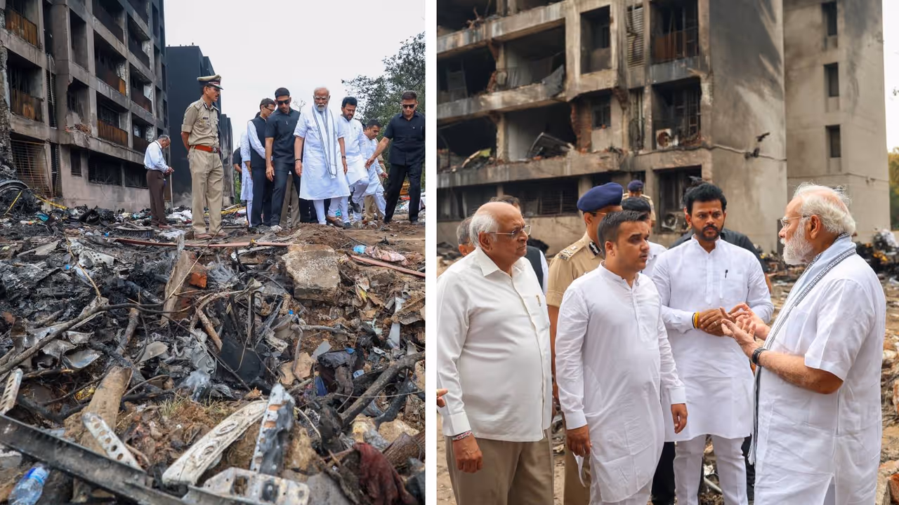 PM Modi visit Ahmedabad Air India Plane crash site PM Modi visit Ahmedabad Air India Plane crash site