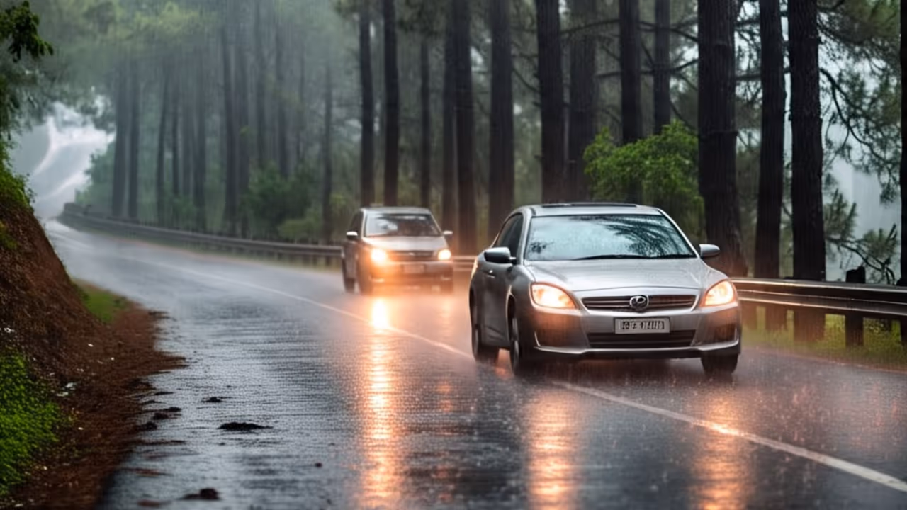 car driving in monsoon