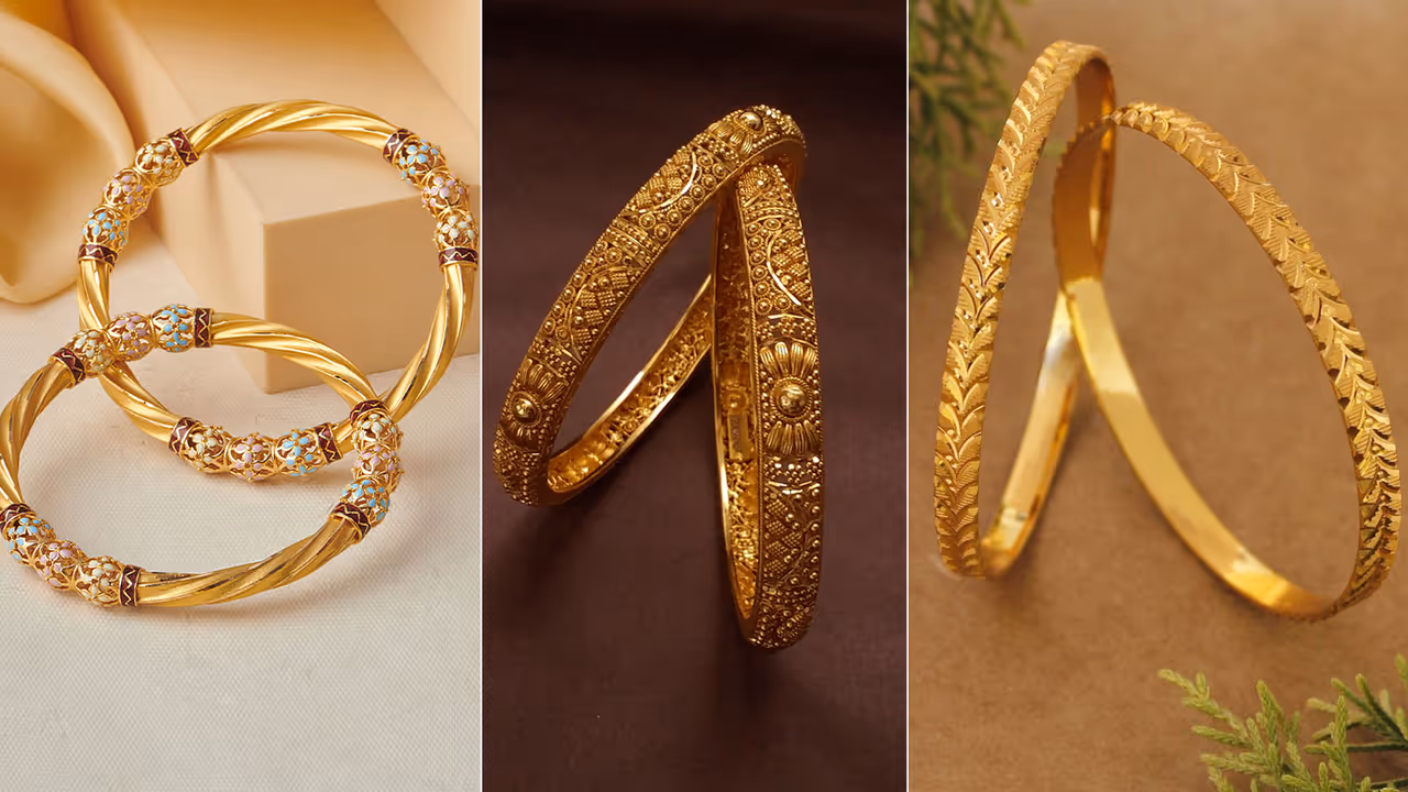 Women latest 22KT gold bangles designs for daily use