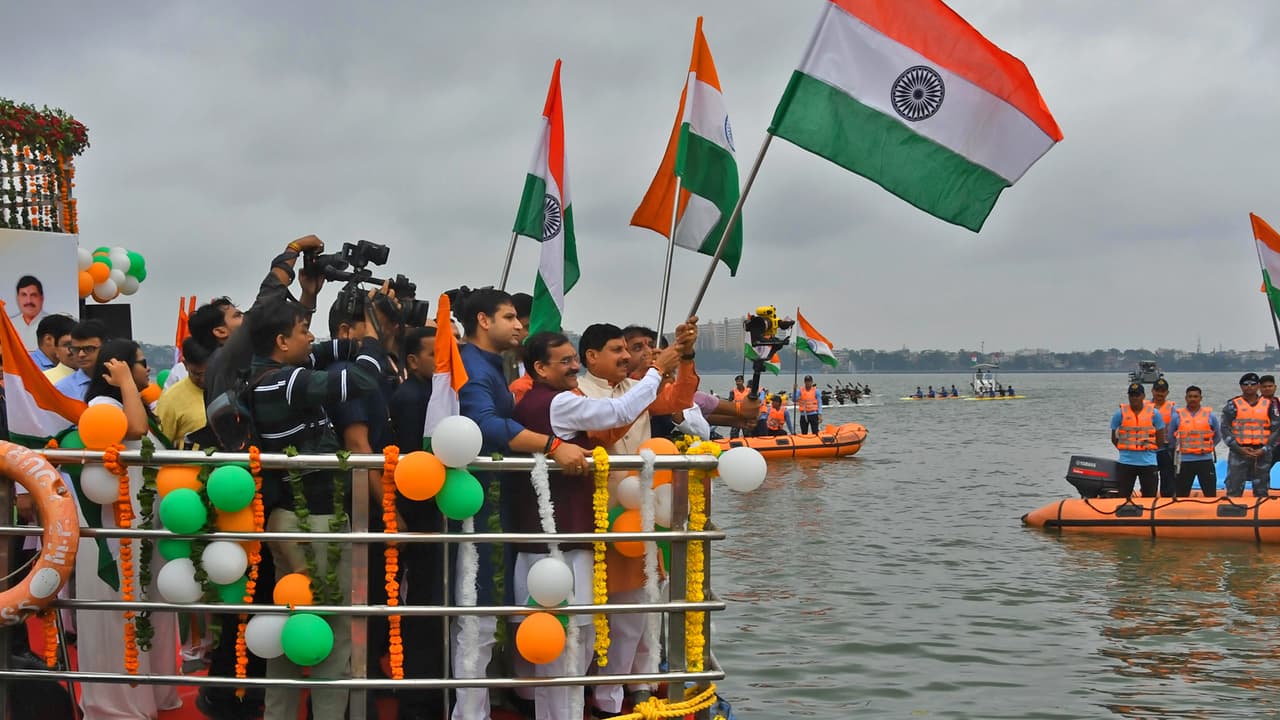 tiranga boat rally at upper lake bhopal tiranga boat rally at upper lake bhopal
