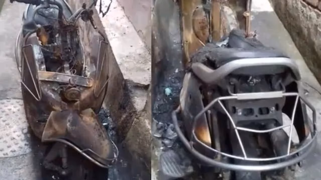 Angry Son in law Sets Scooter on Fire