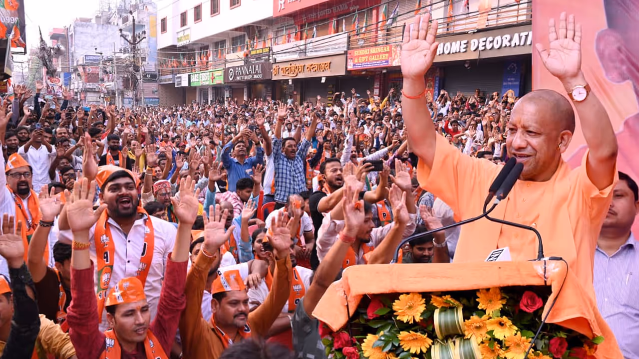 Bihar Election 2025 Garkha Saran CM Yogi Adityanath rally congress RJD bulldozer raj