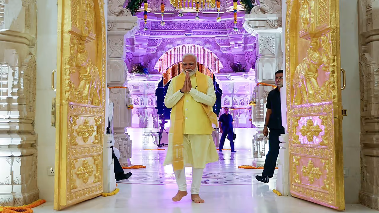 PM Modi Ayodhya welcome Ram Mandir ram mandir flag hoisting
