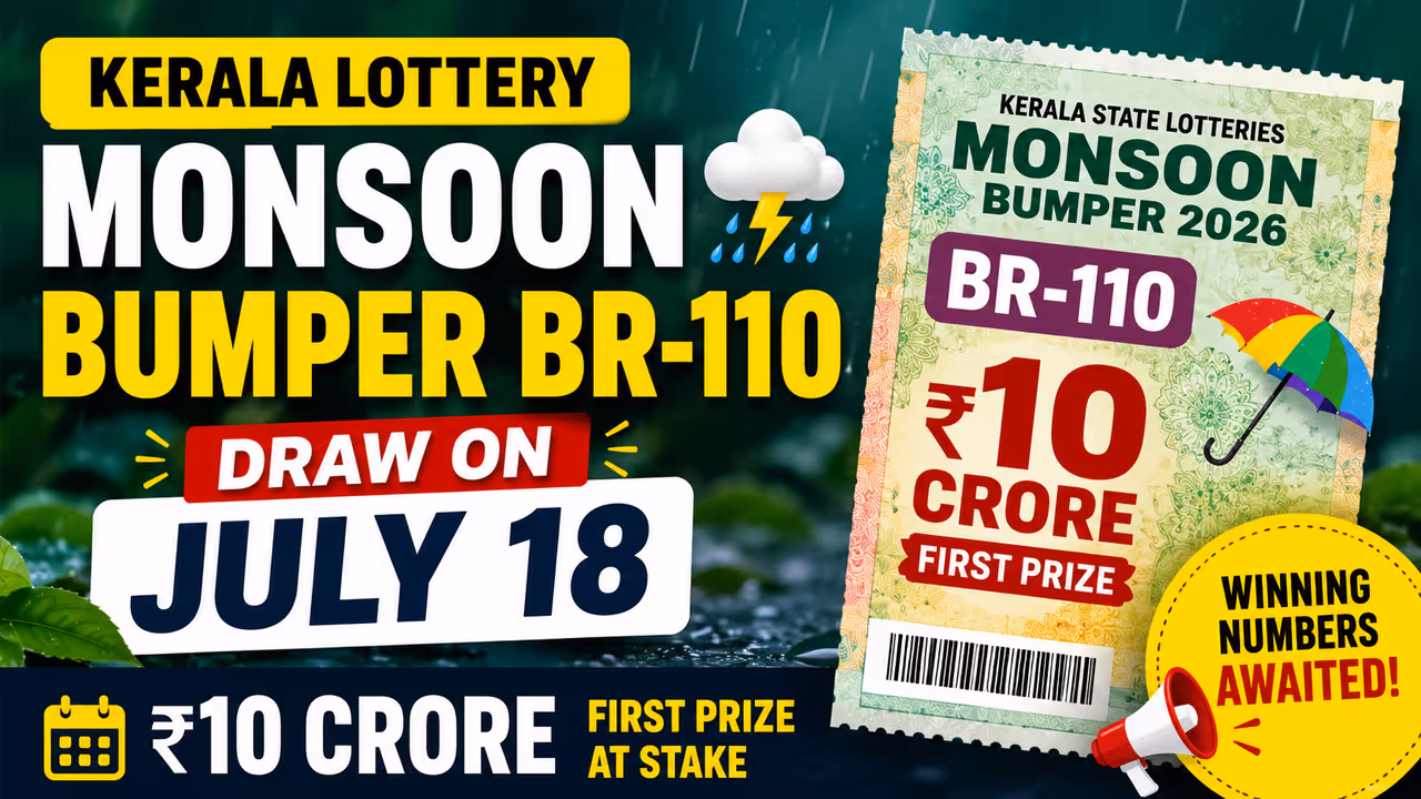 Kerala Lottery Monsoon Bumper BR 110 Draw Kerala Lottery Monsoon Bumper BR 110 Draw