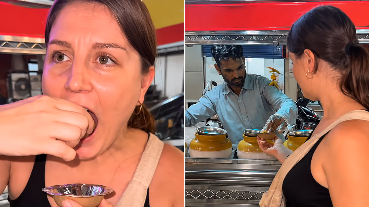 German woman's first golgappa in India experience is winning hearts online German woman's first golgappa in India experience is winning hearts online
