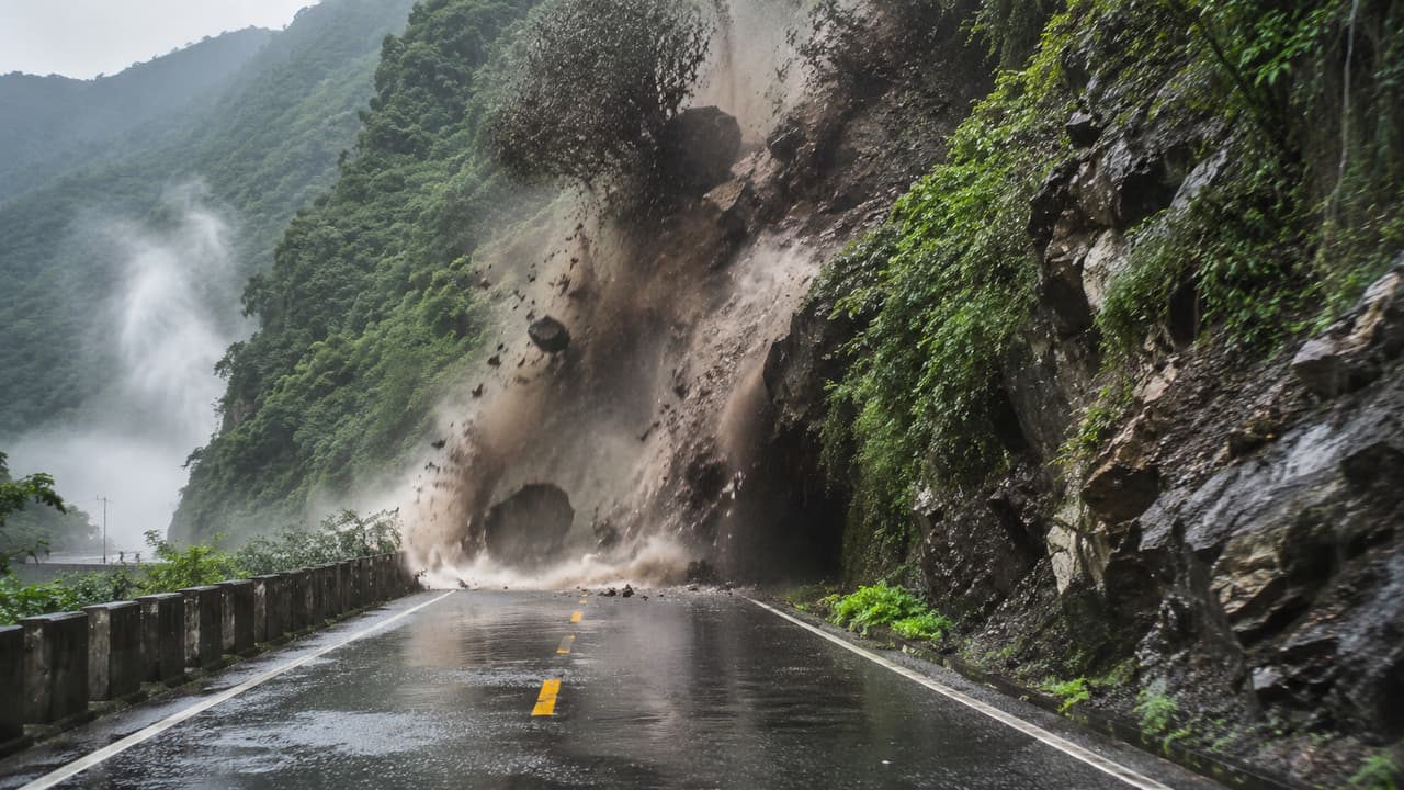 Driver Escapes Massive Landslide by Seconds After Being Warned to Turn Back in China Driver Escapes Massive Landslide by Seconds After Being Warned to Turn Back in China