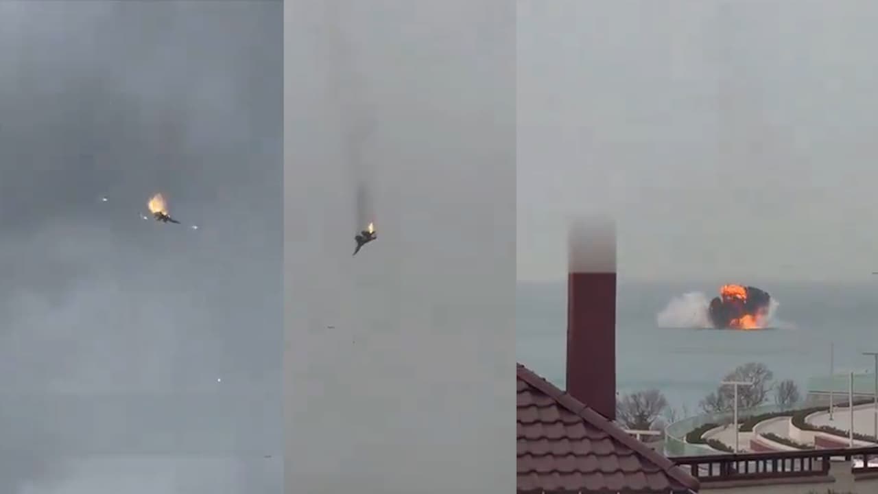 Watch viral video as Russian fighter jet crashes into the sea near Crimea bsm Watch viral video as Russian fighter jet crashes into the sea near Crimea bsm