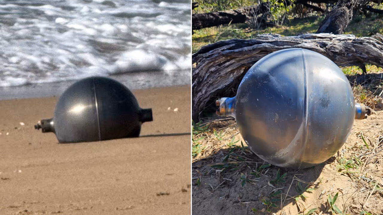 Mysterious metal spheres found on Australian beach , Rocket, Australia Mysterious metal spheres found on Australian beach , Rocket, Australia