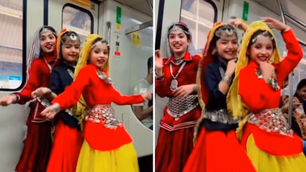 little girls energetic dance steal the show in Delhi metro