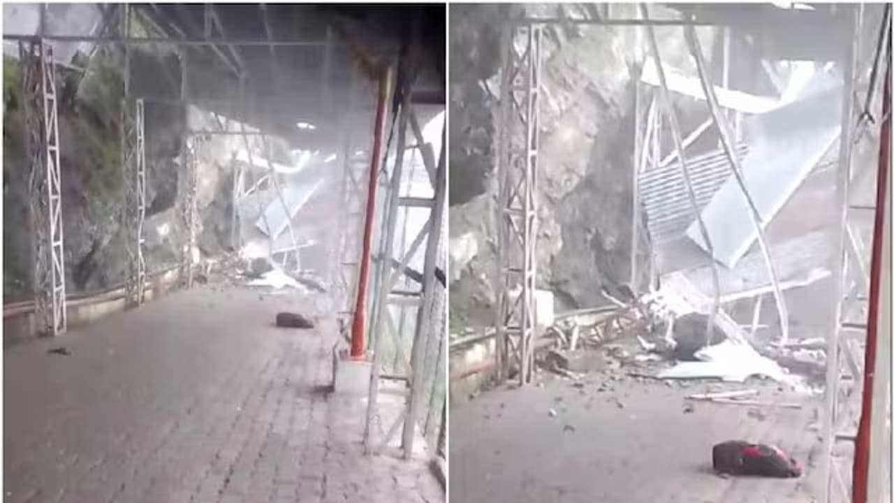 Maa Vasihno devi route landslide Maa Vasihno devi route landslide